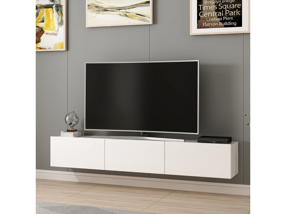 Hänge-TV-Möbel aus Holz "Rigel" - 180 x 32 x 30 cm - Weiß