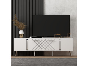 TV-Möbel aus Holz "Detas" - 150 x 35 x 48 cm - Silber 2