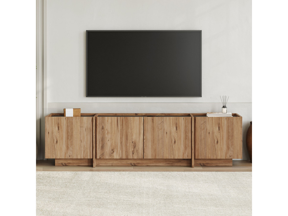 TV-Möbel aus Holz "Lowen" - 180 x 35 x 46 cm - Atlantikkiefer / Anthrazit