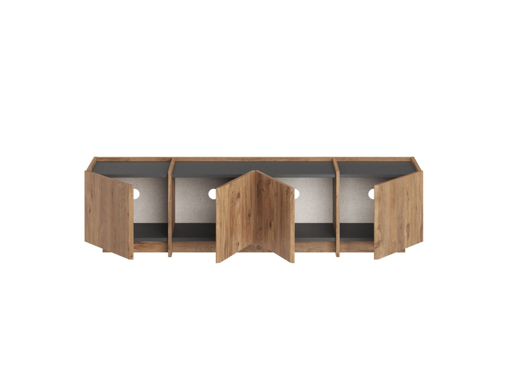 TV-Möbel aus Holz "Lowen" - 180 x 35 x 46 cm - Atlantikkiefer / Anthrazit