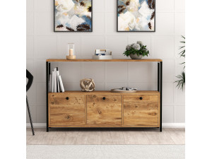 Sideboard „Nero“ aus Holz – 120 x 30 x 75 cm – Schwarze Atlantische Kiefer 2