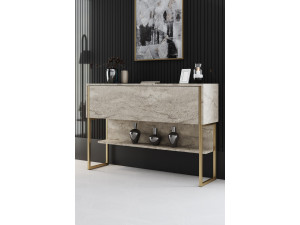 Holzkonsole "Luxe" - 120 x 30 x 80 cm - Travertin Gold 2
