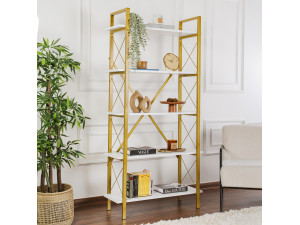 Bücherregal aus Holz „Elysian“ – 90 x 33 x 180 cm – Weißgold 2