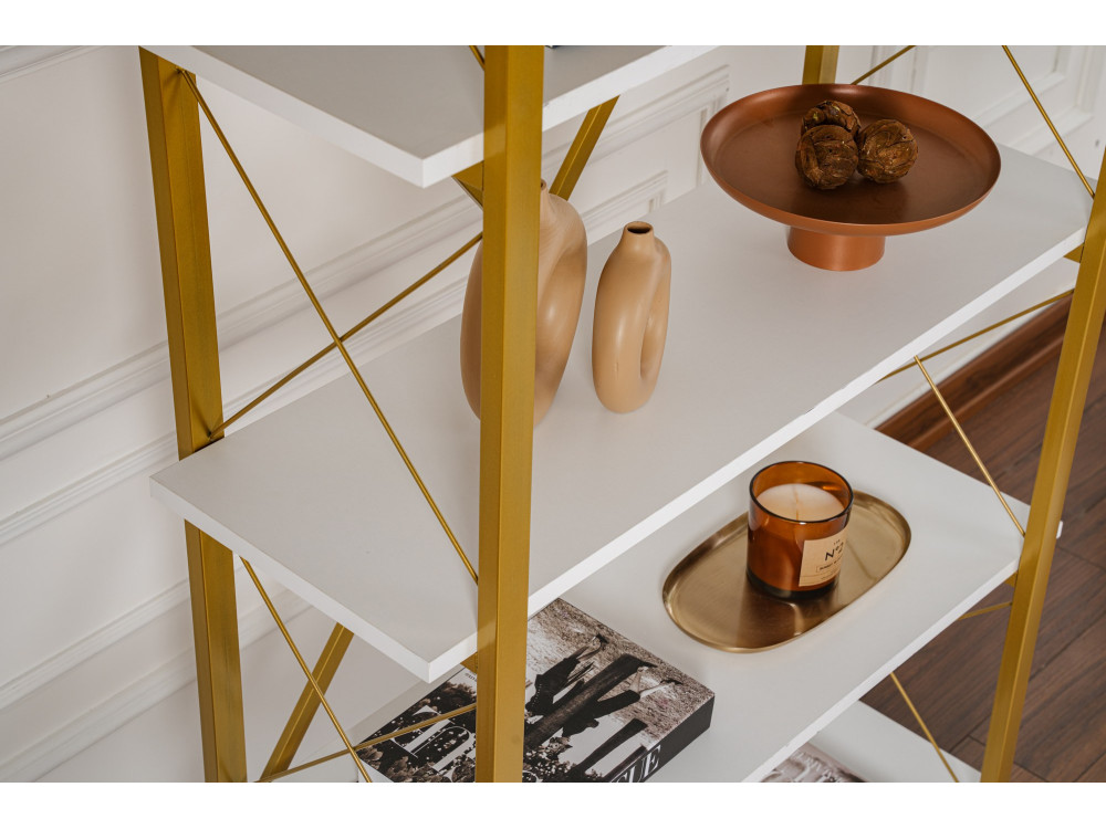 Bücherregal aus Holz „Elysian“ – 90 x 33 x 180 cm – Weißgold