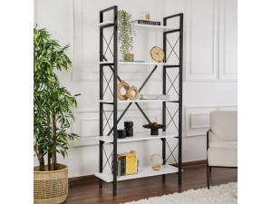 Bücherregal Elysian aus Holz – 90 x 33 x 180 cm – Weiß und Schwarz 2