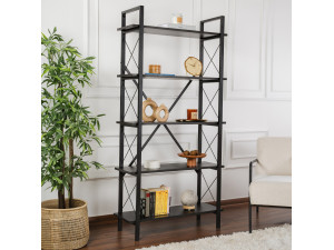 Bücherregal „Elysian“ aus Holz – 90 x 33 x 180 cm – Schwarzes Holz 2
