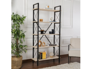 Bücherregal „Elysian“ aus Holz – 90 x 33 x 180 cm – Schwarzer Travertin 2