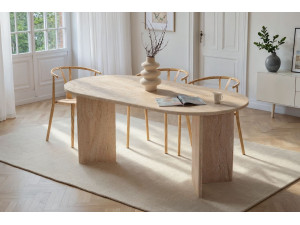 Esstisch aus Holz "Sablin" - 180 x 89 x 75 cm - Travertin 2