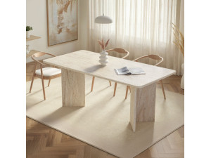 Holz-Esstisch "Linza" 180 x 90 x 75 cm - Travertin 2