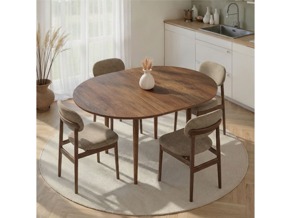 Ausziehbarer Holz-Esstisch "Viona" 100 x 100 x 75 cm - Barok Walnut