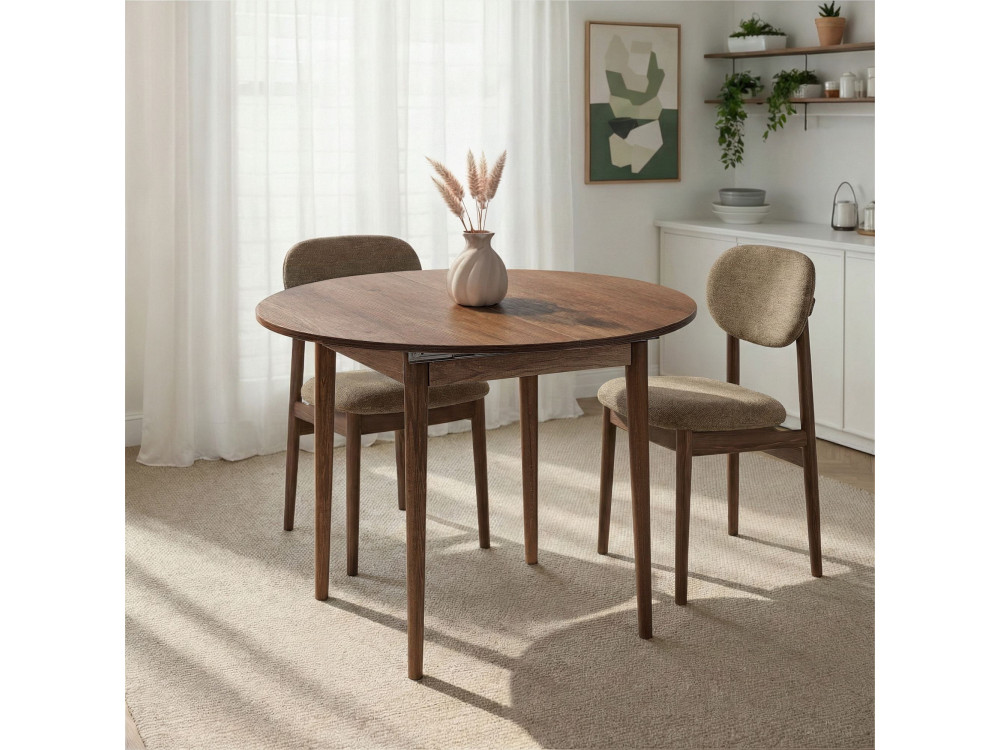 Ausziehbarer Holz-Esstisch "Viona" 100 x 100 x 75 cm - Barok Walnut