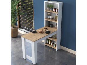 Esstisch mit Holzregalen "Jong" - 120 x 54 x 154 cm - Braun 2