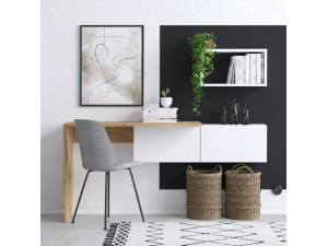 Holzschreibtisch "Tiff" - 145 x 45 x 74 cm - Weiße Eiche 2