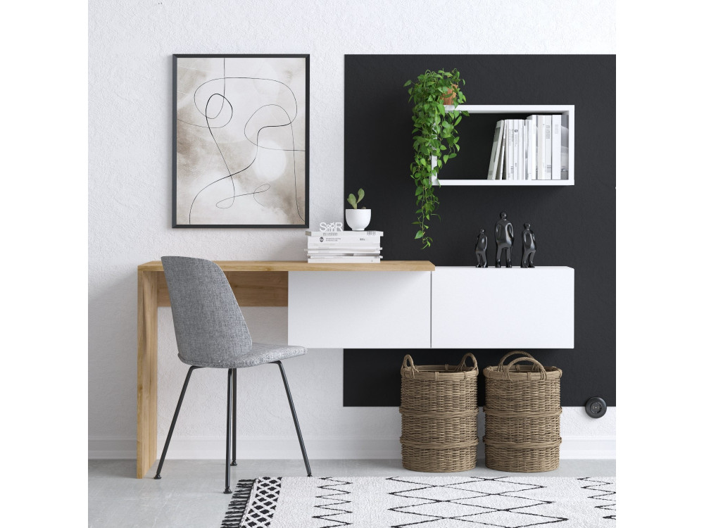 Holzschreibtisch "Tiff" - 145 x 45 x 74 cm - Weiße Eiche