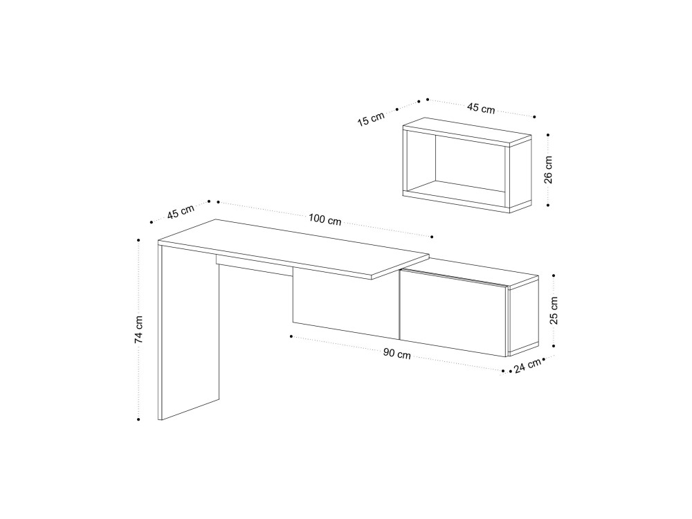 Holzschreibtisch "Tiff" - 145 x 45 x 74 cm - Weiße Eiche