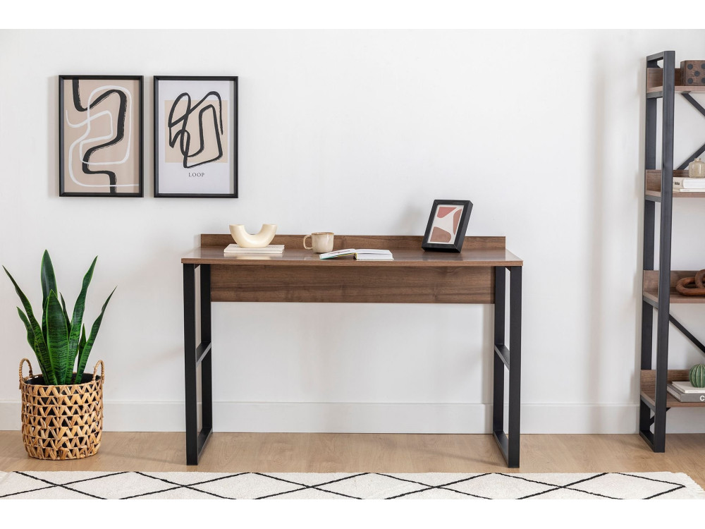 Holzschreibtisch "Rana" - 120 x 75 x 60 cm - Walnuss, Schwarz