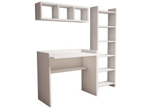 Schreibtisch mit Bücherregal und Wandregal aus Holz "Matilda" - 90 x 58 x 80 cm - Weiß