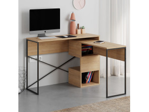 Modularer Holzschreibtisch "Badau" - 110 x 102 x 77 cm - Beige 2
