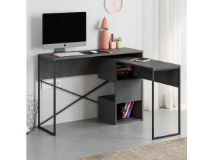 Modularer Holzschreibtisch "Badau" - 110 x 102 x 77 cm - Grau 2