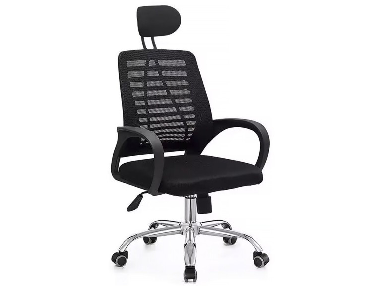 Höhenverstellbarer ergonomischer Bürostuhl "Sebastien" mit Kopfstütze - Schwarz