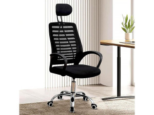 Höhenverstellbarer ergonomischer Bürostuhl "Sebastien" mit Kopfstütze - Schwarz 2