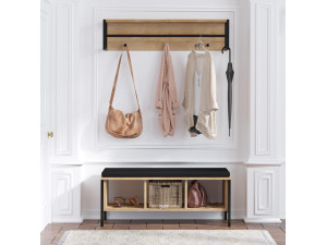 Flurmöbel mit Holzsitz "Shana" - 100 x 35 x 43 cm - Beige 2