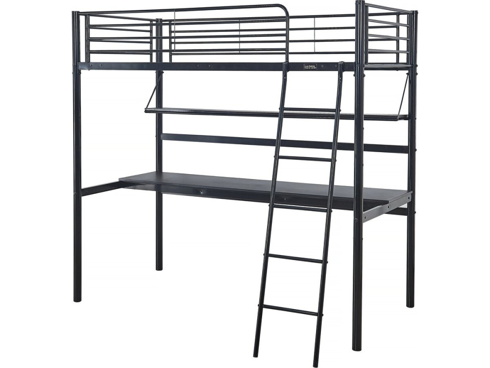 Hochbett mit Schreibtisch "Alona" - 90 x 190 cm - Schwarz