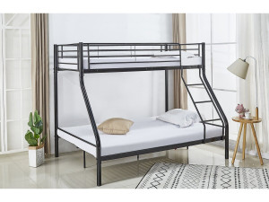 Etagenbett aus Metall "Leo" einschließlich Lattenrosten  - 90/140 x 190 cm - Schwarz 2