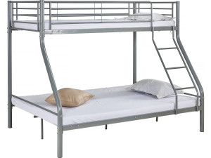 Etagenbett aus Metall "Leo" einschließlich Lattenrosten  - 90/140 x 190 cm - Grau
