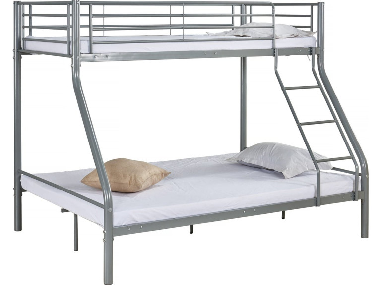 Etagenbett aus Metall "Leo" einschließlich Lattenrosten  - 90/140 x 190 cm - Grau