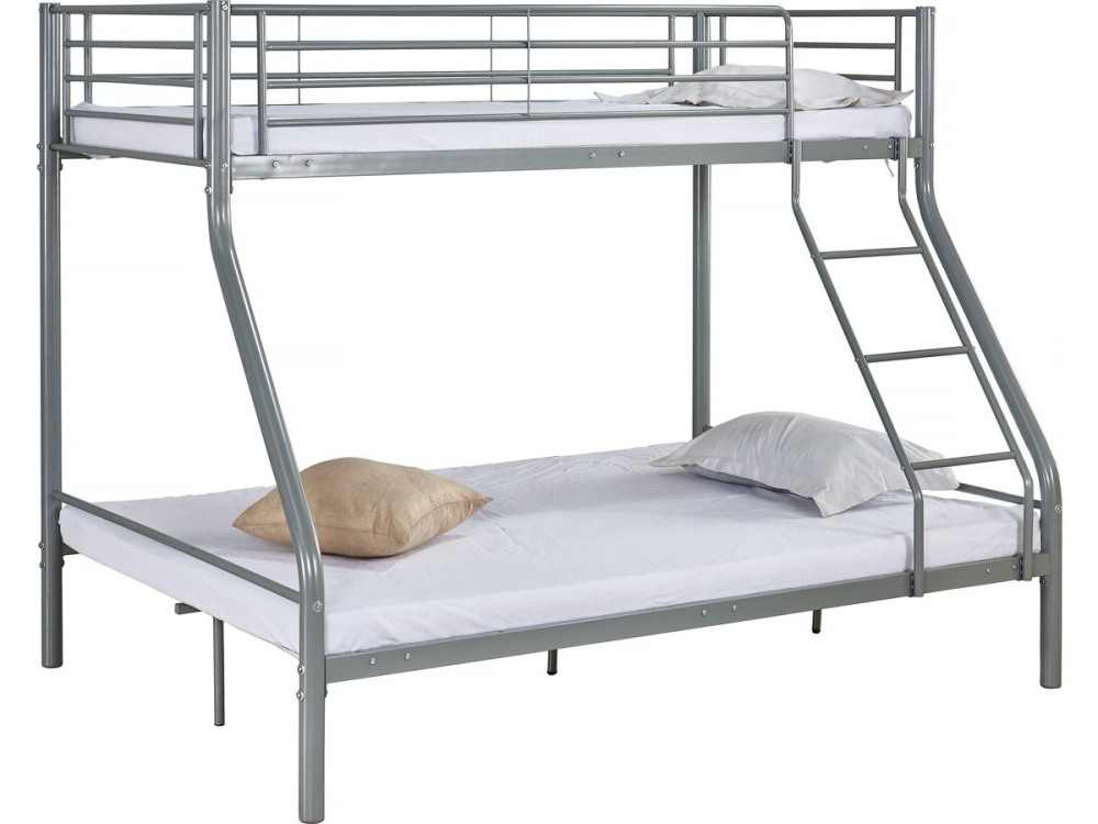 Etagenbett aus Metall "Leo" einschließlich Lattenrosten  - 90/140 x 190 cm - Grau