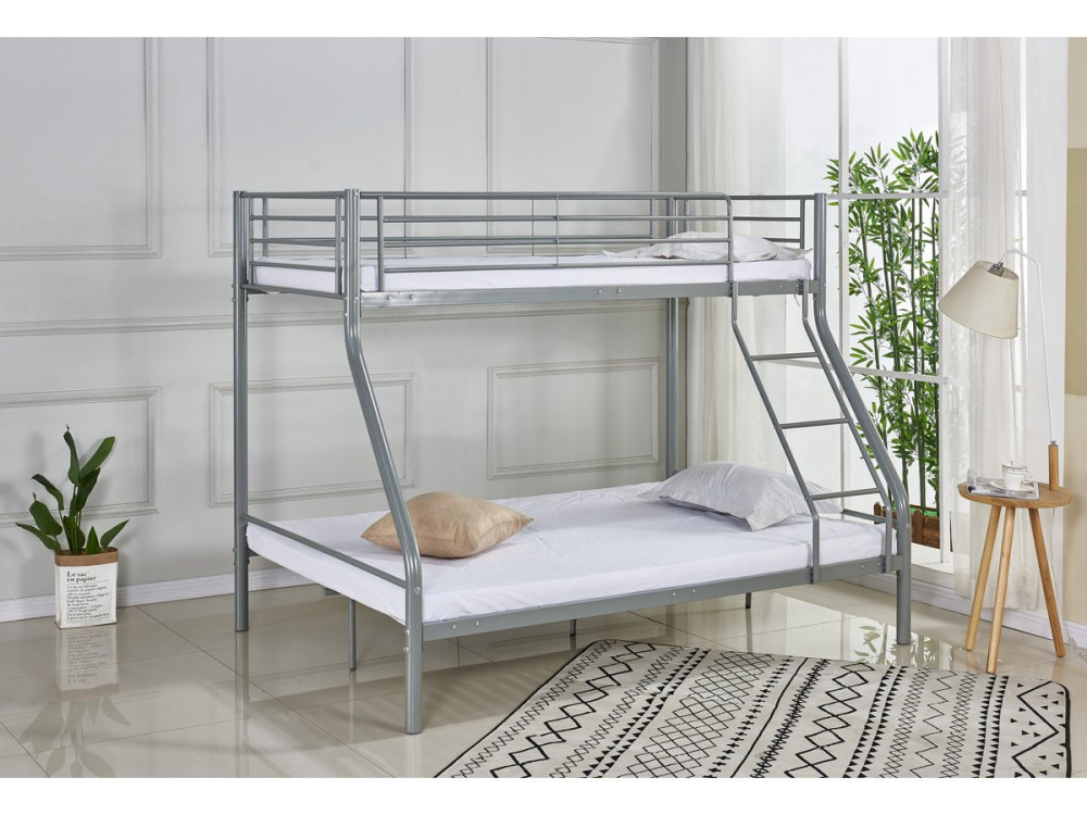 Etagenbett aus Metall "Leo" einschließlich Lattenrosten  - 90/140 x 190 cm - Grau