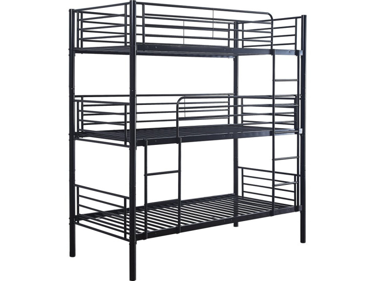 3-Etagenbett aus Metall "HAVIN" - 90 x 190 cm - Schwarz