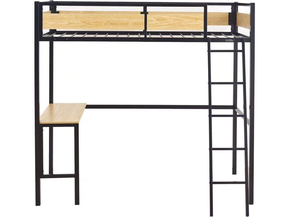Hochbett mit Schreibtisch "Ethan" - 90 x 190 cm - Schwarz