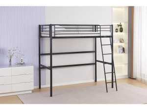 Hochbett aus Metall "Alora" - 90 x 190 cm - Schwarz 2