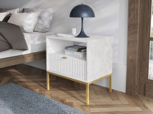 Nachttisch aus Holz "Tunis" - Weiß 2
