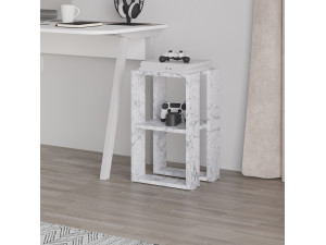 Nachttisch aus Holz "Lonie" 30 x 30 x 55 cm - Carrara Marmor 2