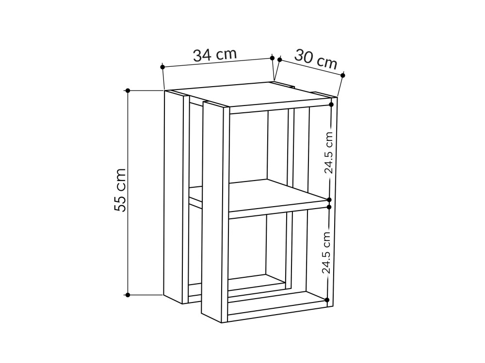 Nachttisch aus Holz "Lonie" 30 x 30 x 55 cm - Weiß