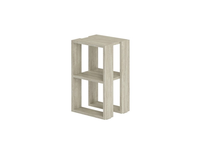 Nachttisch aus Holz "Lonie" 30 x 30 x 55 cm - Travertin