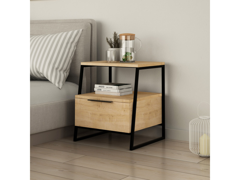 Nachttisch aus Holz "Pal" - 45 x 40 x 50 cm - Beige
