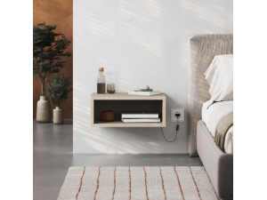 Nachttisch mit LED-Beleuchtung aus Holz "Brik" - 45 x 30 x 18 cm - Sandstein 2