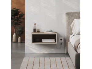 Nachttisch mit LED-Beleuchtung aus Holz "Brik" - 45 x 30 x 18 cm - Braun 2