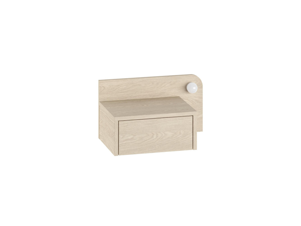 Nachttisch mit Glühbirne aus Holz "Dotta" - 52 x 30 x 28 cm - Beige