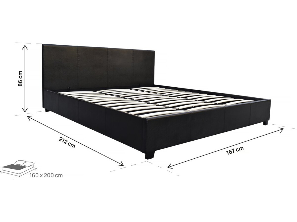 Doppelbett mit Bettkasten "Carla" - 160 x 200 cm - Schwarz