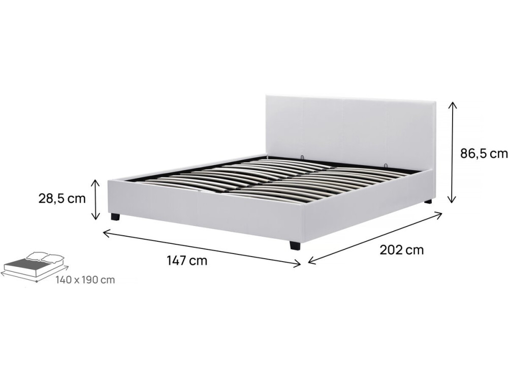 Doppelbett mit Bettkasten "Carla" - 140 x 190 cm - Weiß