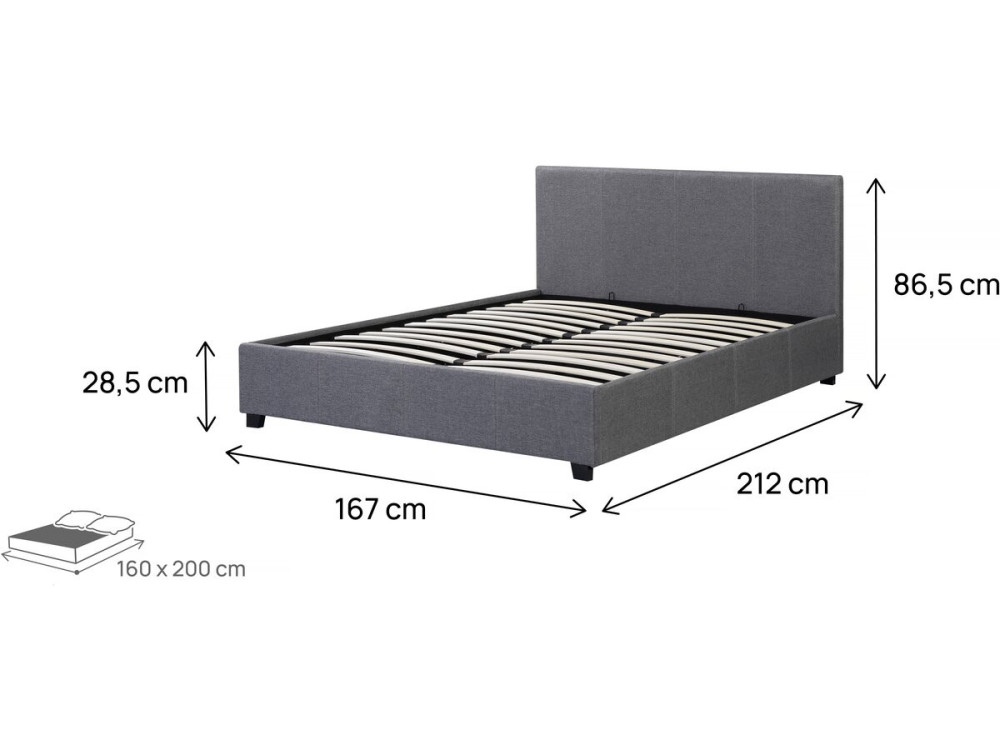 Doppelbett mit Bettkasten "Carla" - 160 x 200 - Grau