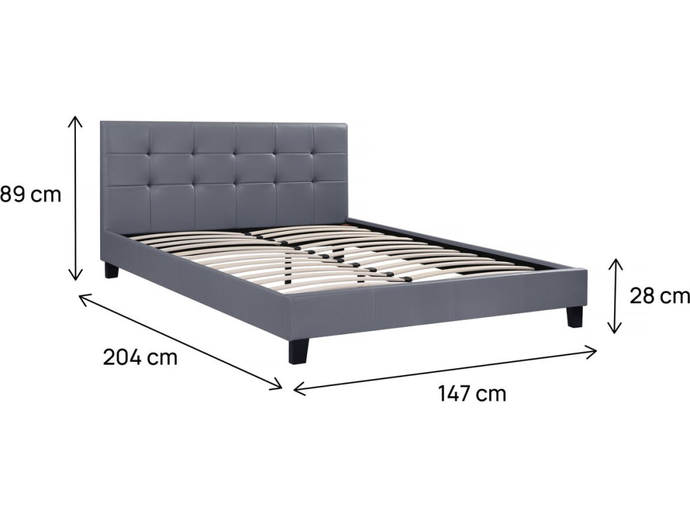 Doppelbett "Julia" - 140 x 190 cm - Grau