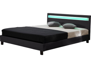 Bett mit LED "Maria" - 160 x 200 cm - Schwarz