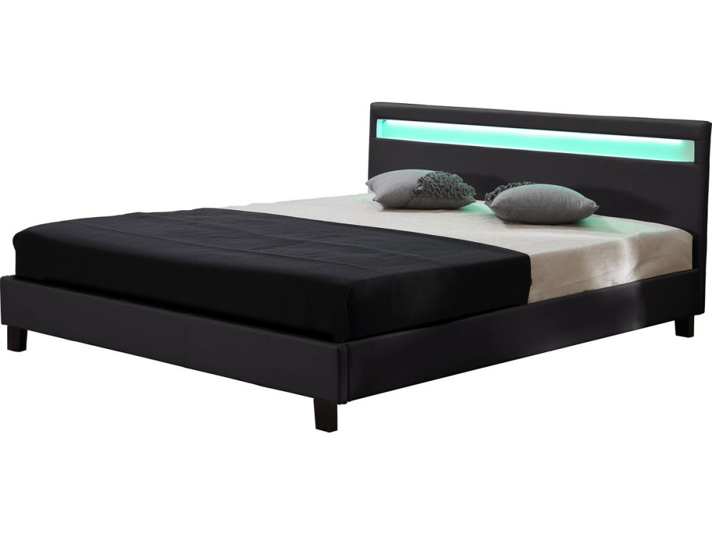 Bett mit LED "Maria" - 160 x 200 cm - Schwarz