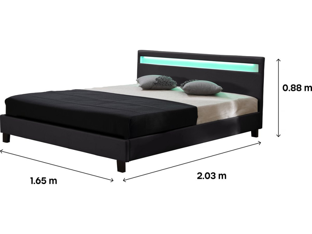 Bett mit LED "Maria" - 160 x 200 cm - Schwarz